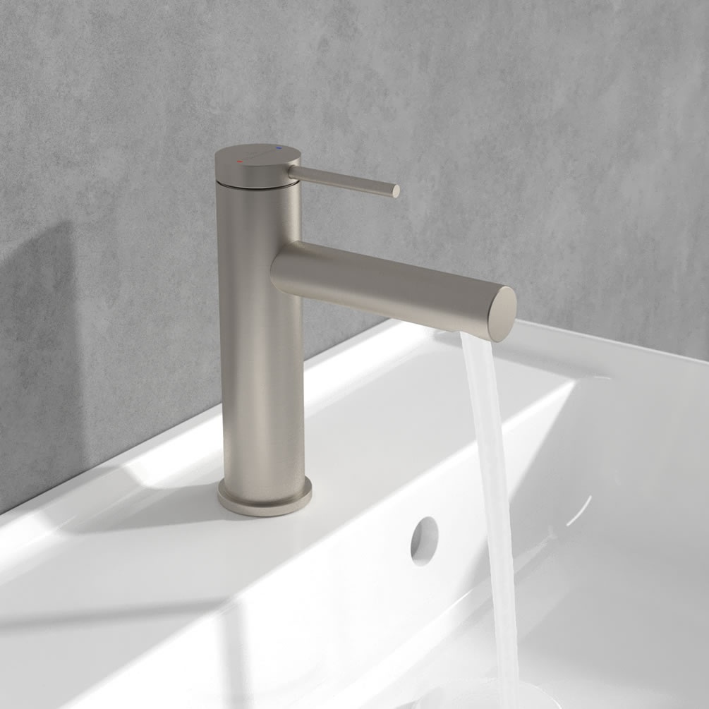 Lifestyle image of Villeroy & Boch Loop & Friends Brushed Nickel Basin Mono Tap
